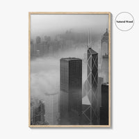 Hong Kong Skyline Black and White Fine Art Photo Print, Skyscraper, China Poster