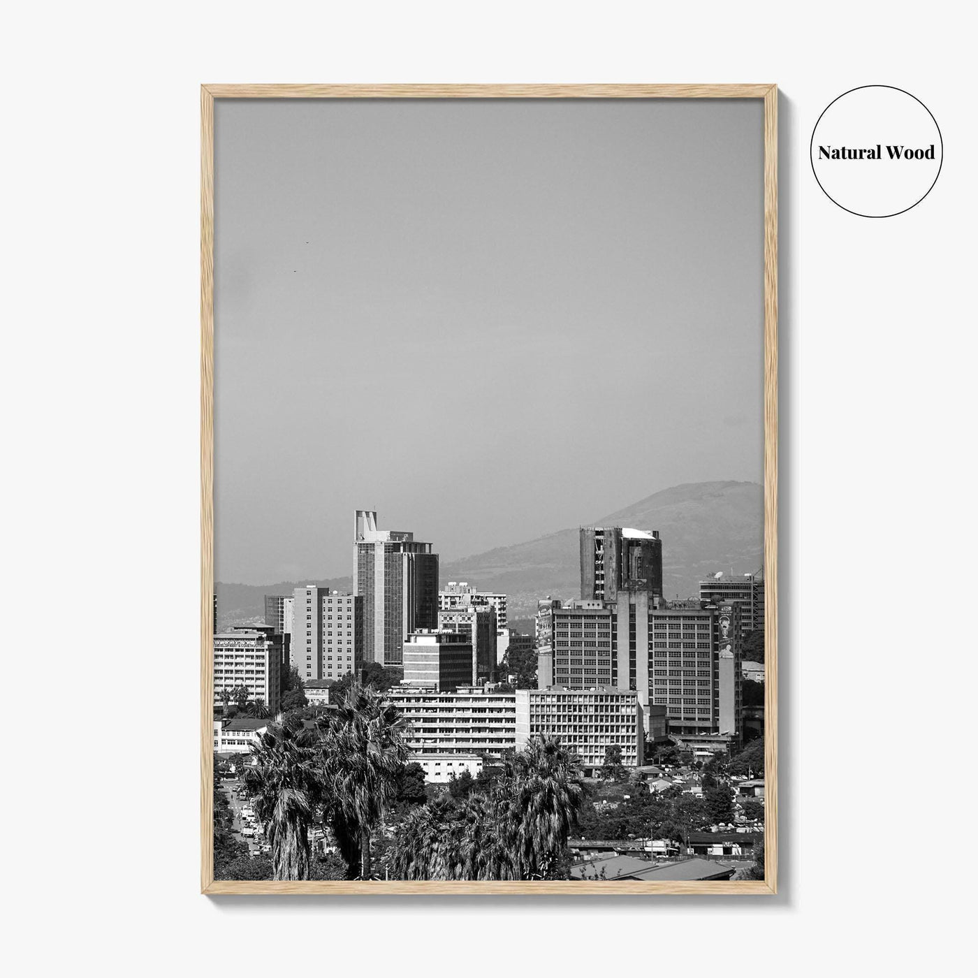 Addis Ababa Skyline Black and White Fine Art Photo Print, Ethiopia Wall Decor Poster