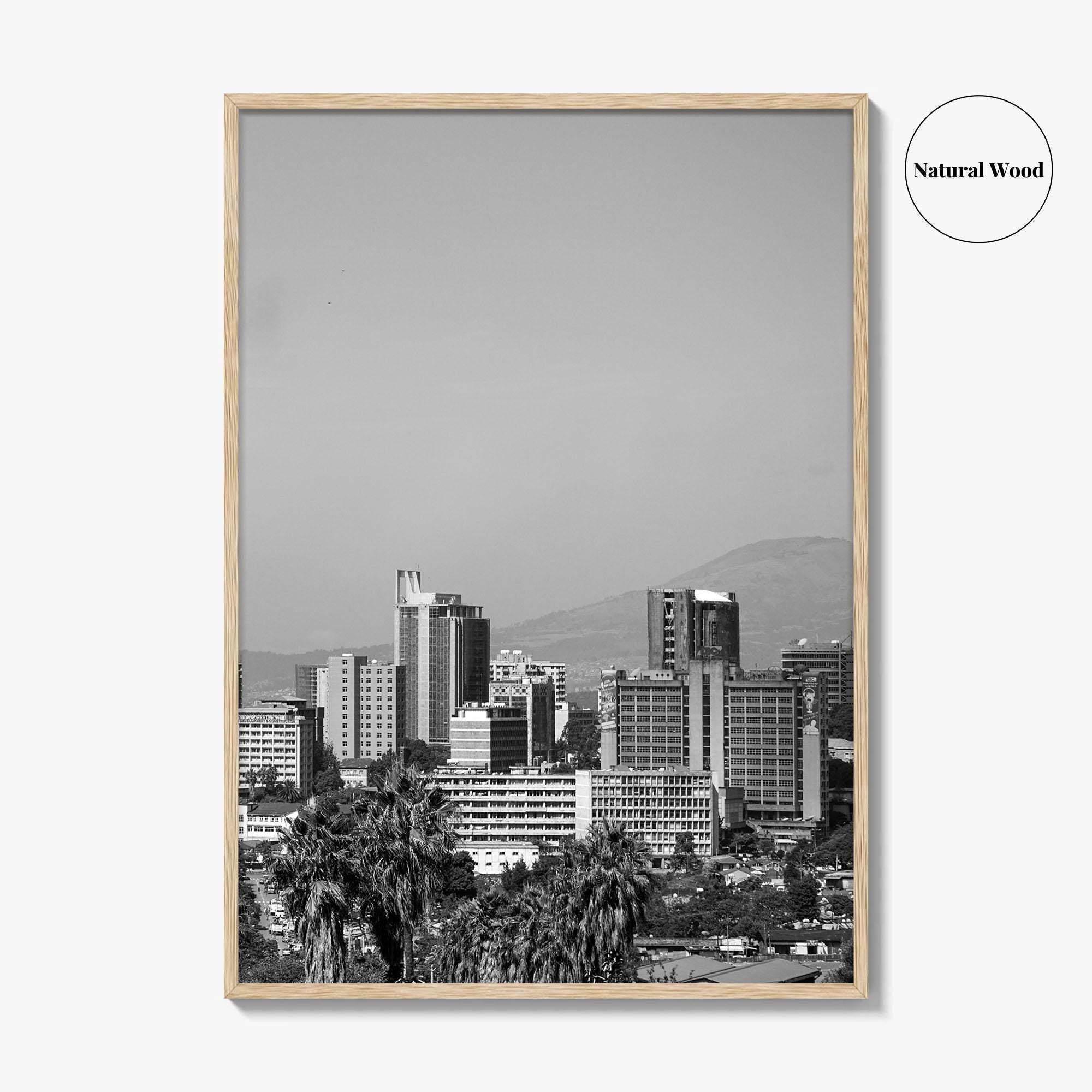 Addis Ababa Skyline Black and White Fine Art Photo Print, Ethiopia Wall Decor Poster