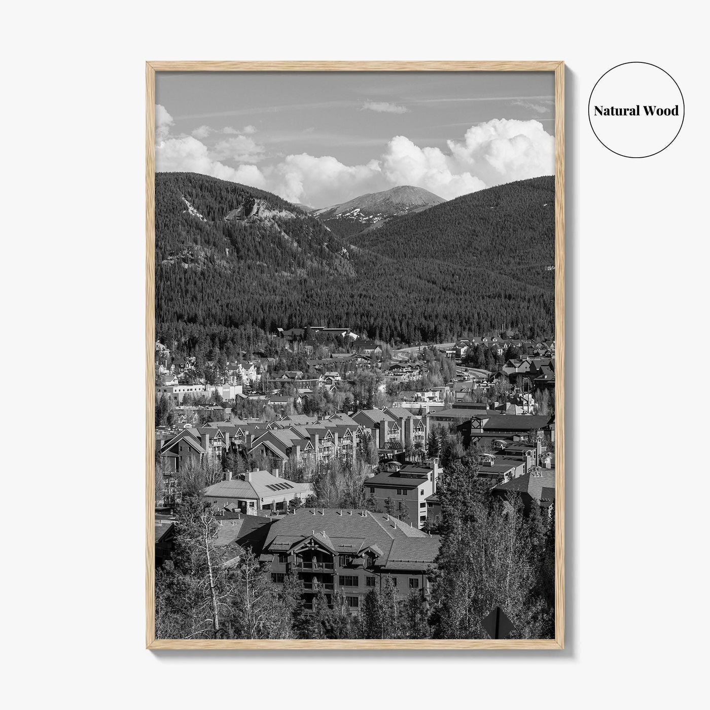 Breckenridge Black and White Fine Art Photo Print, Summit County Colorado Poster, Panorama USA
