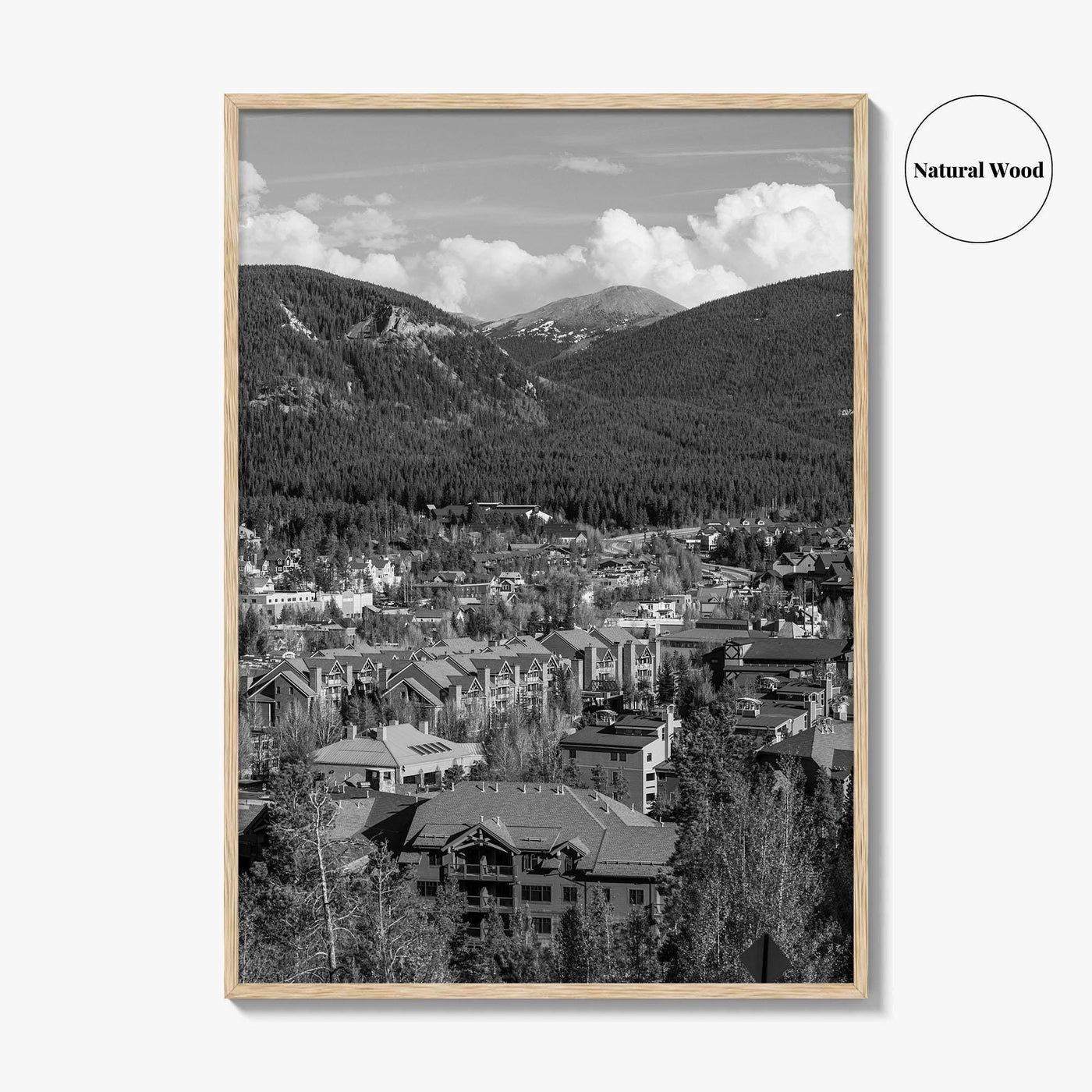 Breckenridge Black and White Fine Art Photo Print, Summit County Colorado Poster, Panorama USA
