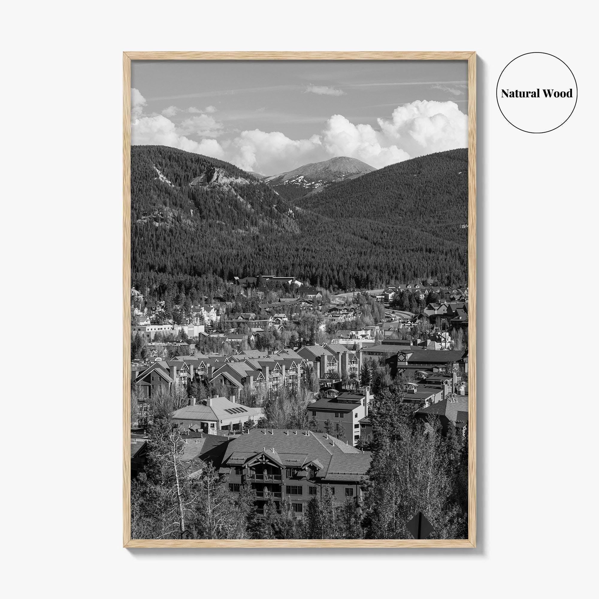 Breckenridge Black and White Fine Art Photo Print, Summit County Colorado Poster, Panorama USA