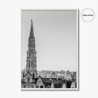 Brussels Black and White Fine Art Photo Print, Grand Place City Hall Belgium Poster
