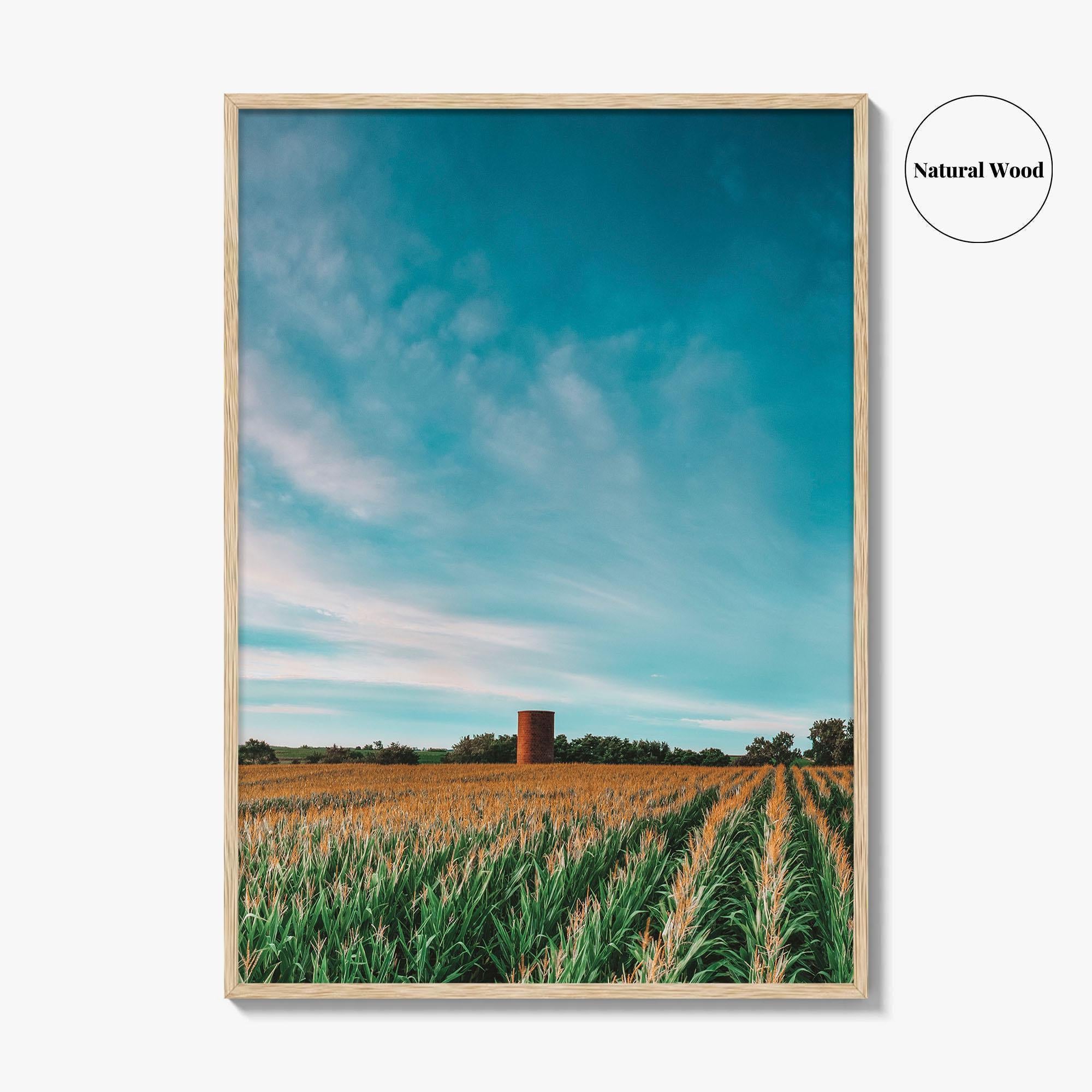 Iowa Fine Art Photo Print, Cornfield Silo Wall Decor Poster, Midwest USA