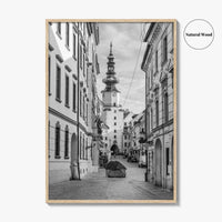 Bratislava Black and White Fine Art Photo Print, Michael's Gate Slovakia Poster