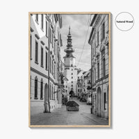 Bratislava Black and White Fine Art Photo Print, Michael's Gate Slovakia Poster