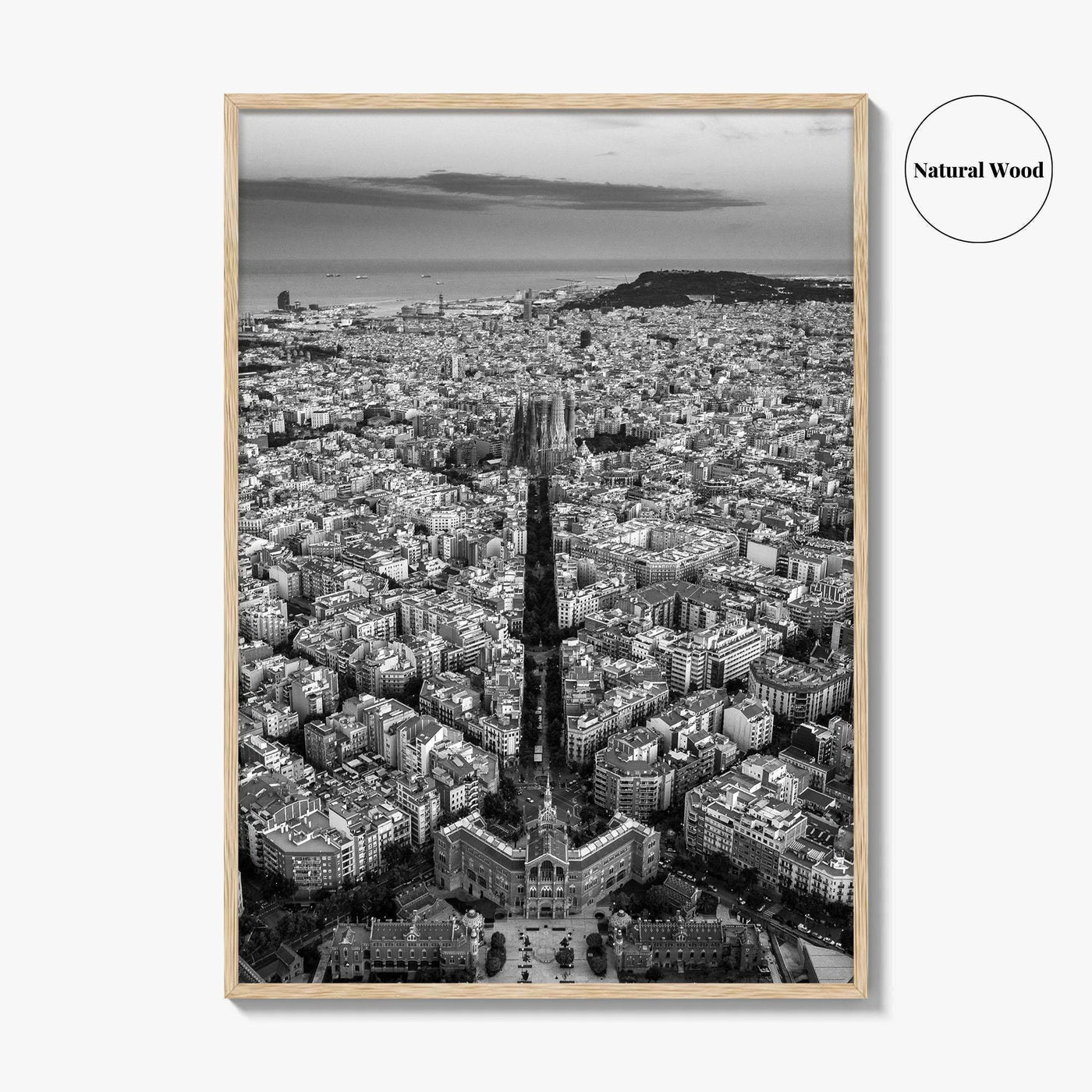 Barcelona Skyline Black and White Fine Art Photo Print, Catalonia Spain Poster