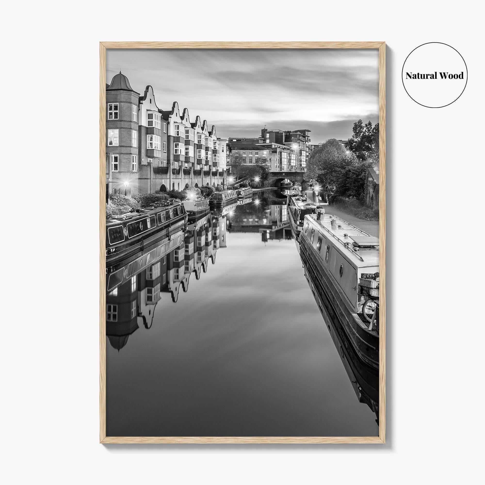 Birmingham Black and White Fine Art Photo Print, Canals West Midlands UK Poster