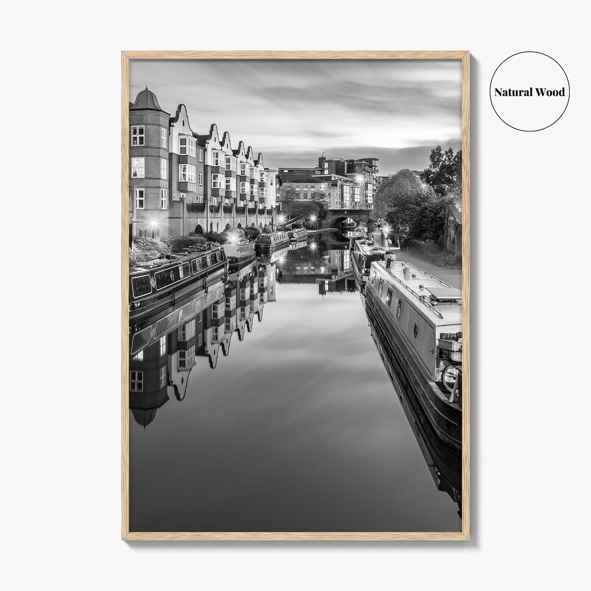 Birmingham Black and White Fine Art Photo Print, Canals West Midlands UK Poster
