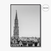 Brussels Black and White Fine Art Photo Print, Grand Place City Hall Belgium Poster