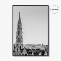 Brussels Black and White Fine Art Photo Print, Grand Place City Hall Belgium Poster