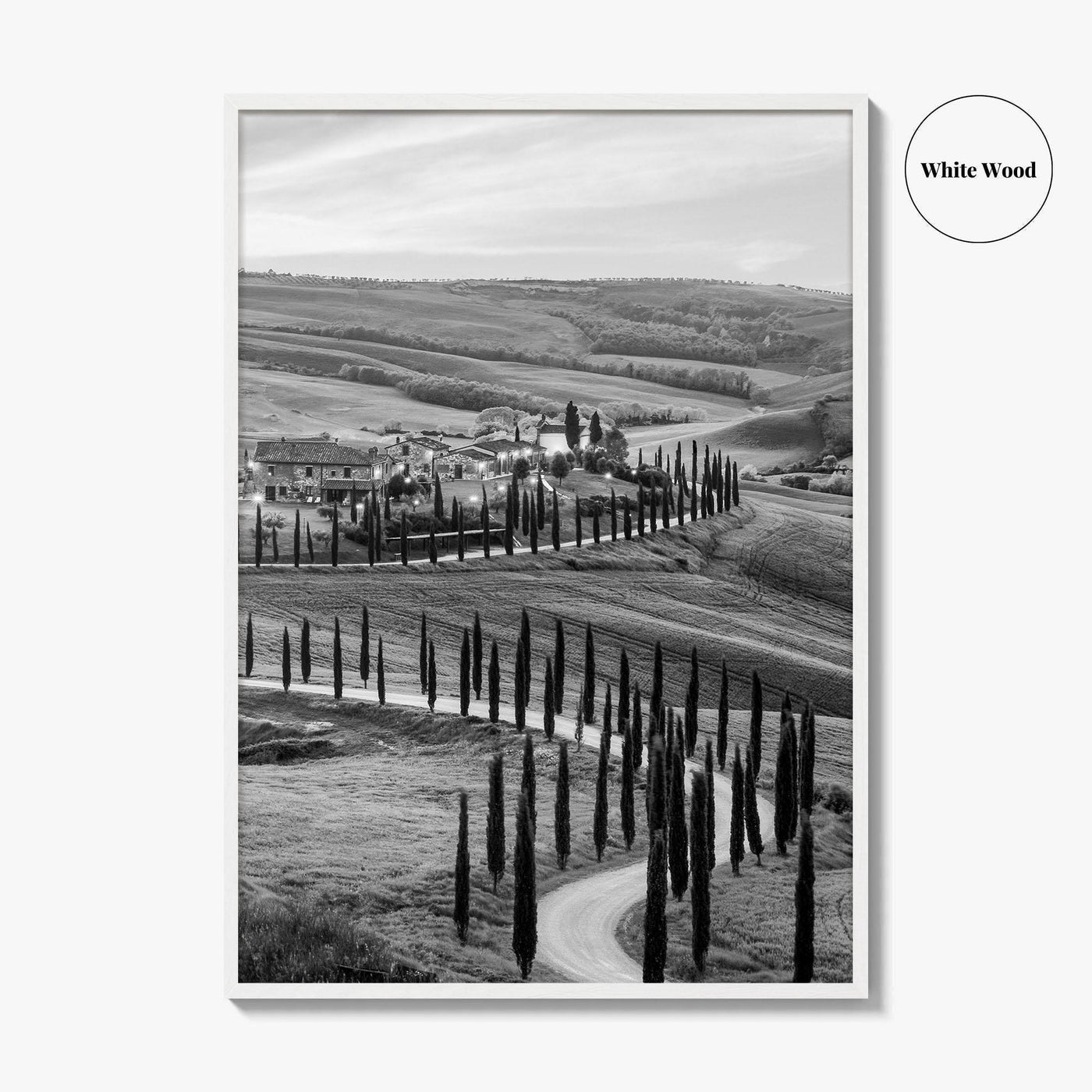 Tuscany Black and White Fine Art Photo Print, Crete Senesi, Siena, Italy Wall Poster
