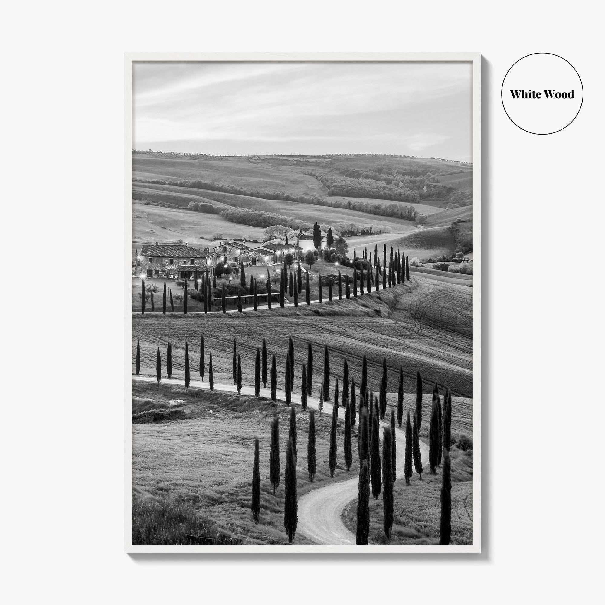 Tuscany Black and White Fine Art Photo Print, Crete Senesi, Siena, Italy Wall Poster