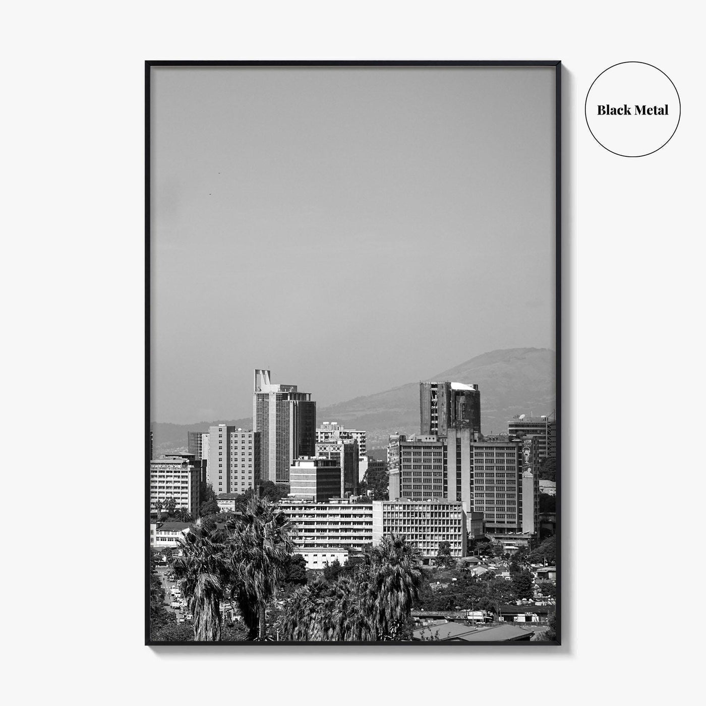 Addis Ababa Skyline Black and White Fine Art Photo Print, Ethiopia Wall Decor Poster