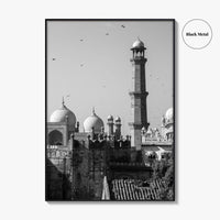 Lahore Black and White Fine Art Photo Print, Badshahi Mosque, Pakistan Wall Decor Poster