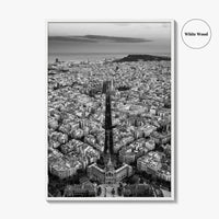 Barcelona Skyline Black and White Fine Art Photo Print, Catalonia Spain Poster