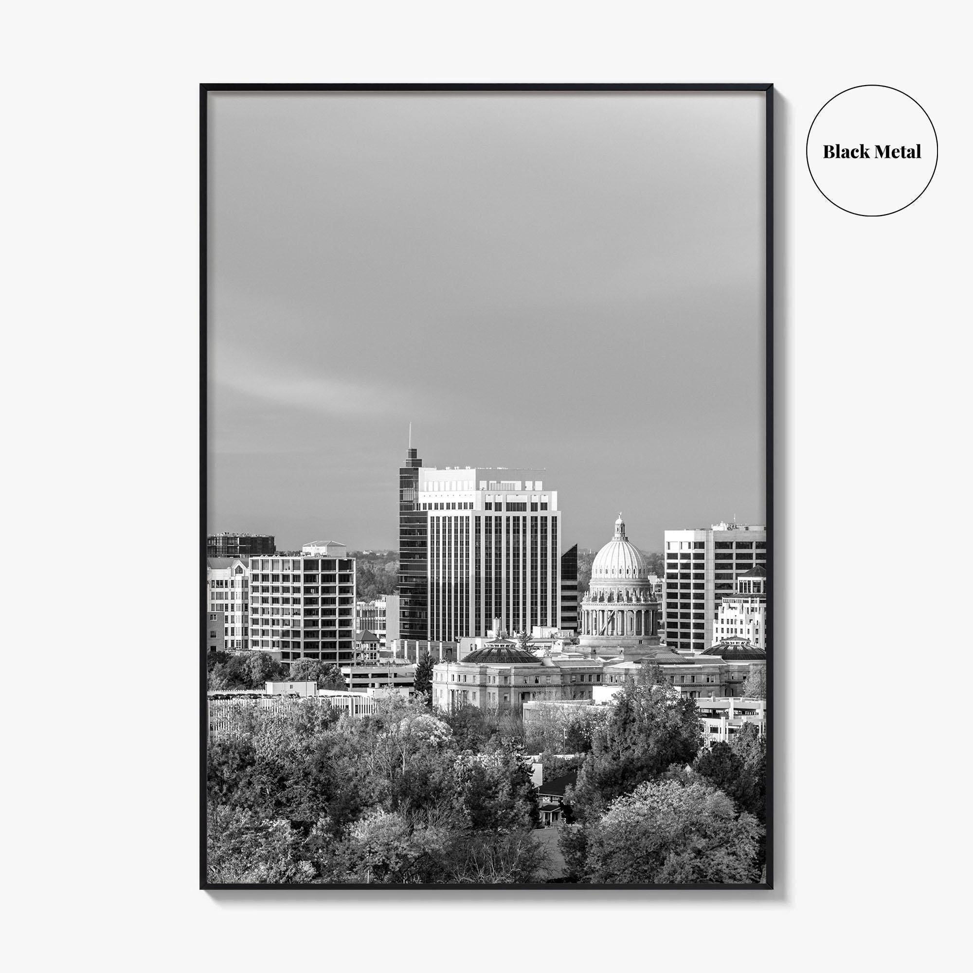 Boise Idaho Skyline Black and White Fine Art Photo Print, USA Wall Poster