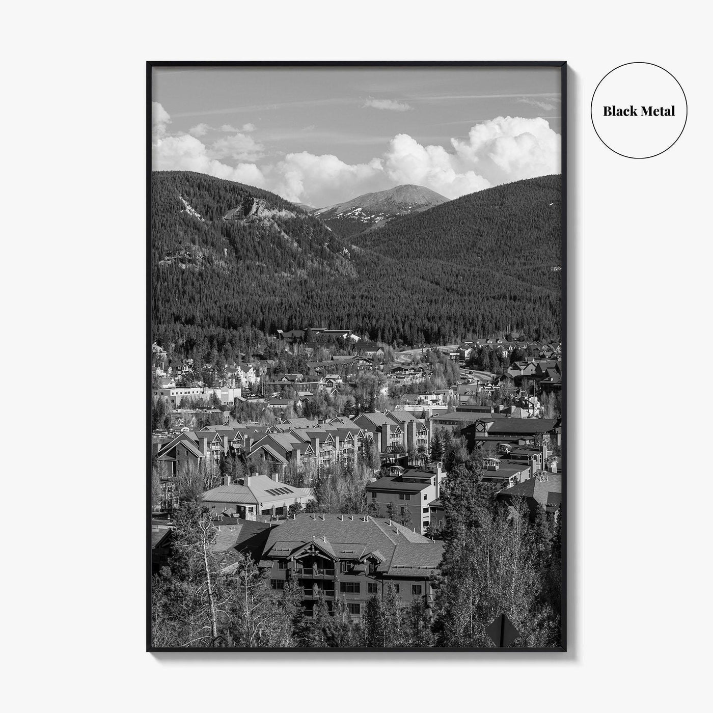 Breckenridge Black and White Fine Art Photo Print, Summit County Colorado Poster, Panorama USA