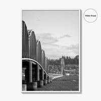 Astoria Black and White Fine Art Photo Print, Columbia River Bridge Oregon Poster