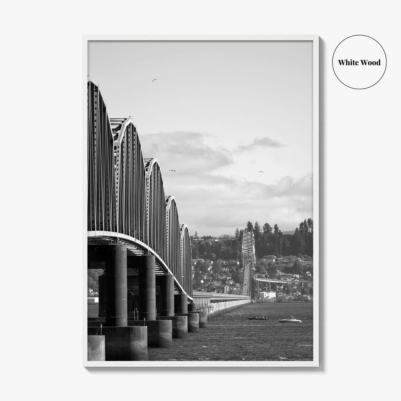 Astoria Black and White Fine Art Photo Print, Columbia River Bridge Oregon Poster
