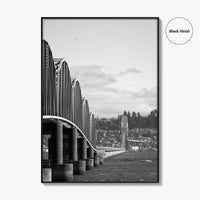 Astoria Black and White Fine Art Photo Print, Columbia River Bridge Oregon Poster