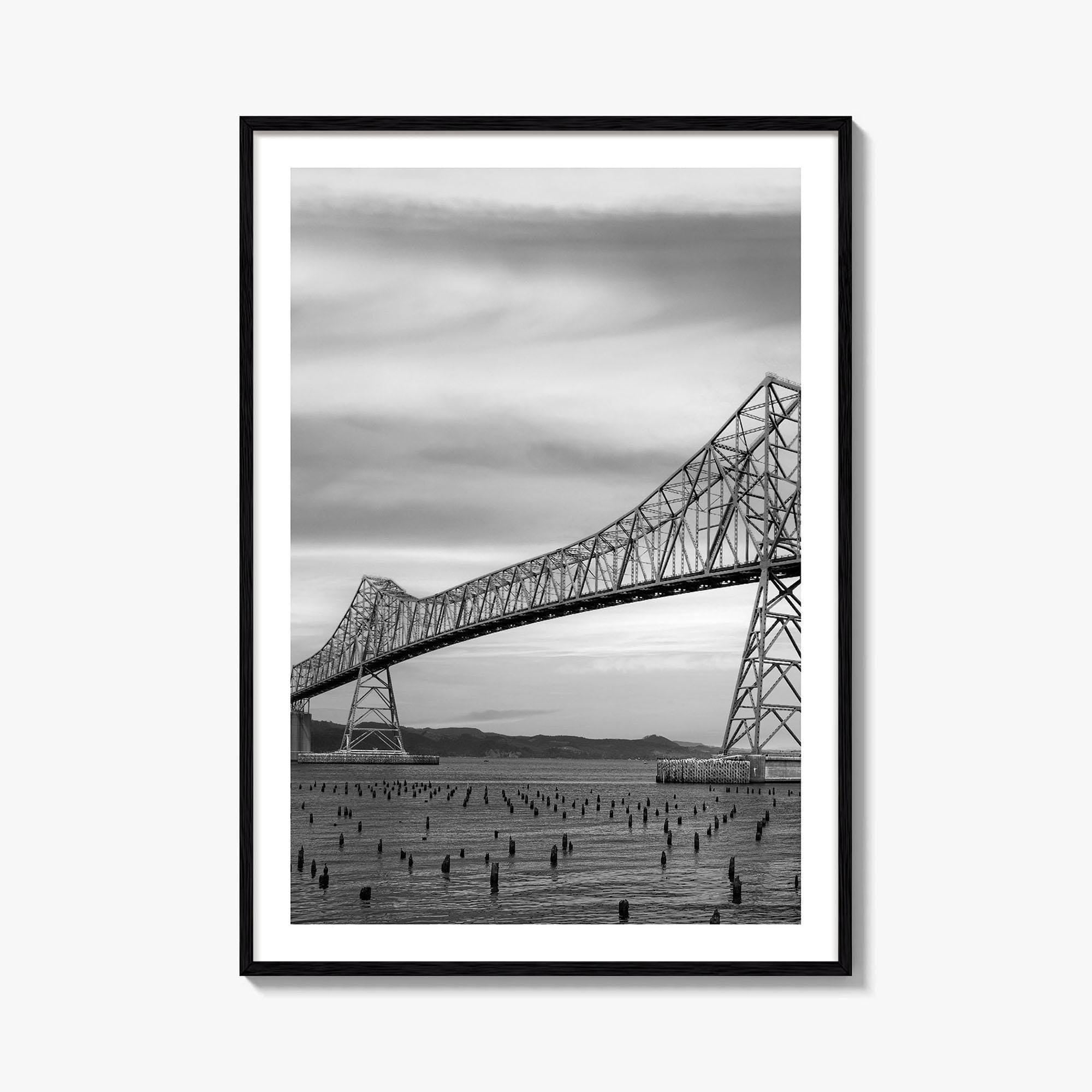 Astoria Oregon Black and White Fine Art Photo Print, Megler Bridge, Columbia River Poster