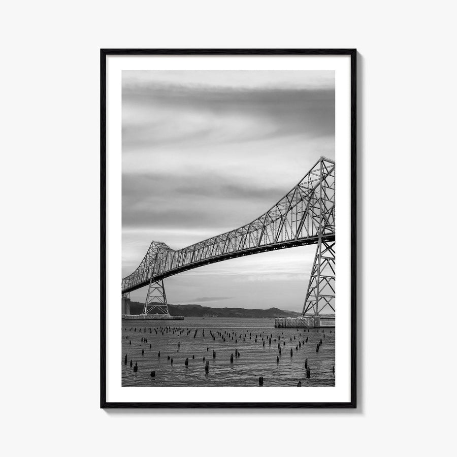 Astoria Oregon Black and White Fine Art Photo Print, Megler Bridge, Columbia River Poster