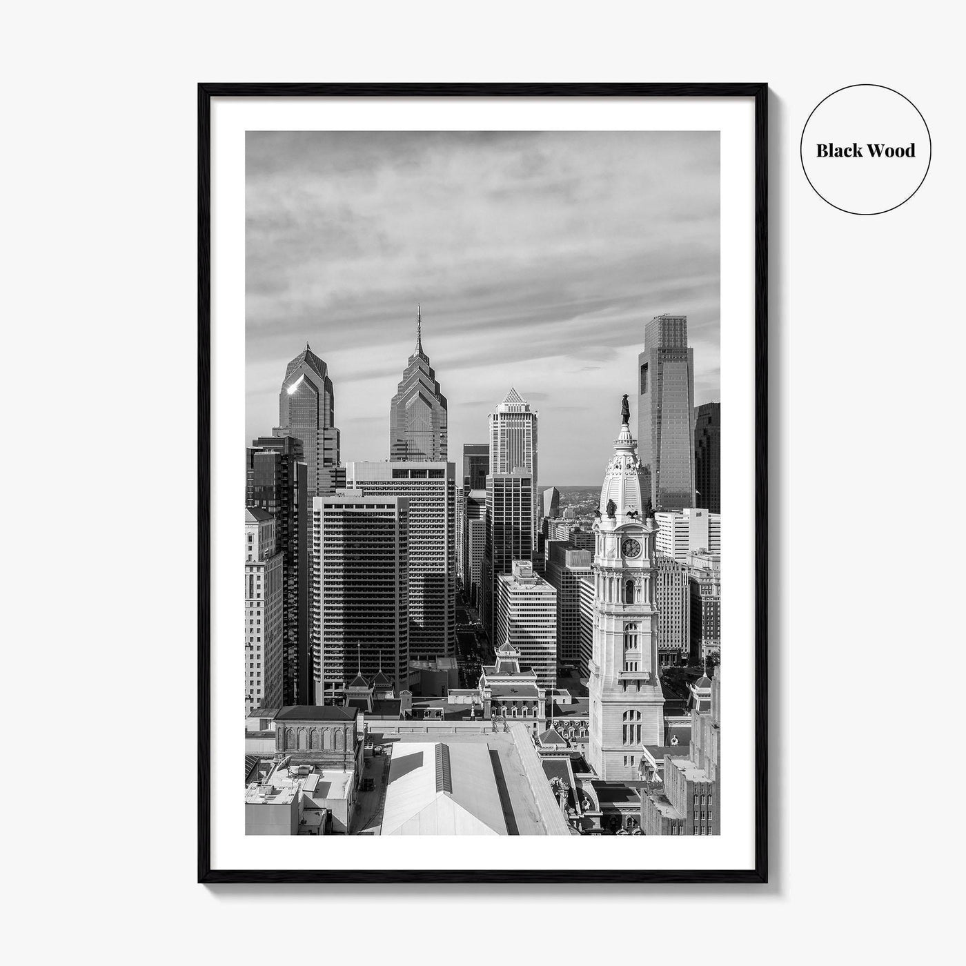 Philadelphia Skyline Black and White Fine Art Photo Print, Downtown Poster, Pennsylvania USA, Philly