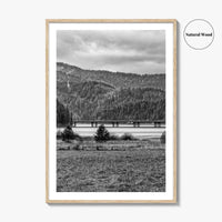 Coeur d'Alene Black and White Fine Art Photo Print, Idaho, Bay Bridge Mountains, USA
