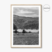 Coeur d'Alene Black and White Fine Art Photo Print, Idaho, Bay Bridge Mountains, USA