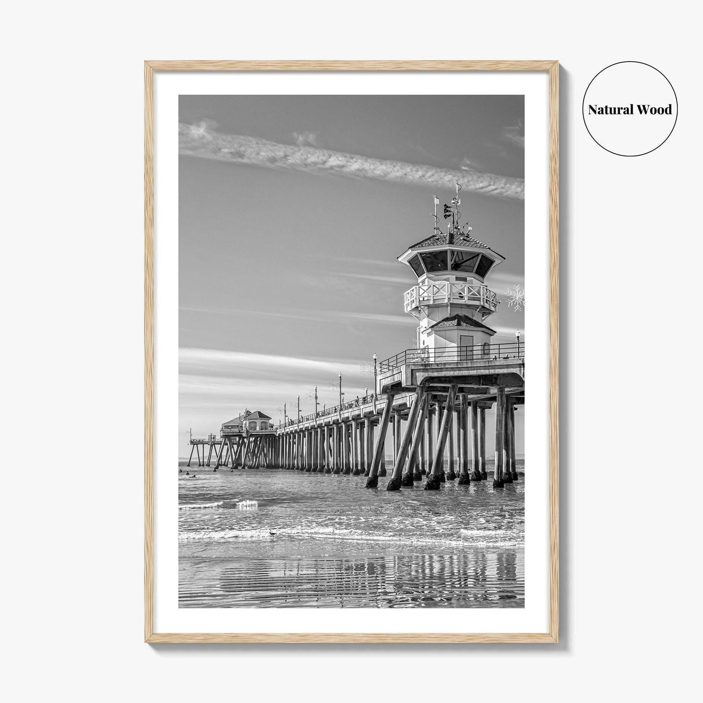 Huntington Beach Black and White Fine Art Photo Print, Orange County Pier California Poster
