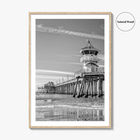 Huntington Beach Black and White Fine Art Photo Print, Orange County Pier California Poster