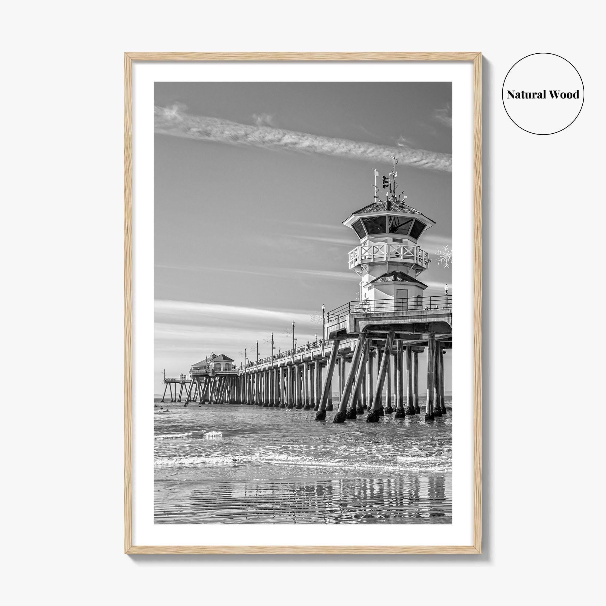 Huntington Beach Black and White Fine Art Photo Print, Orange County Pier California Poster