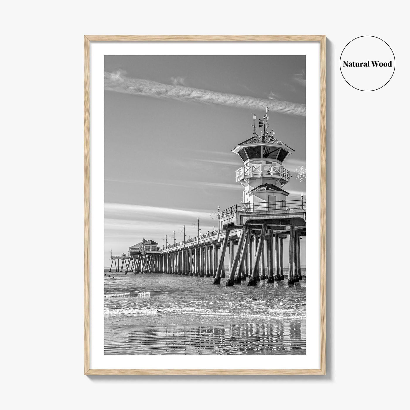 Huntington Beach Black and White Fine Art Photo Print, Orange County Pier California Poster