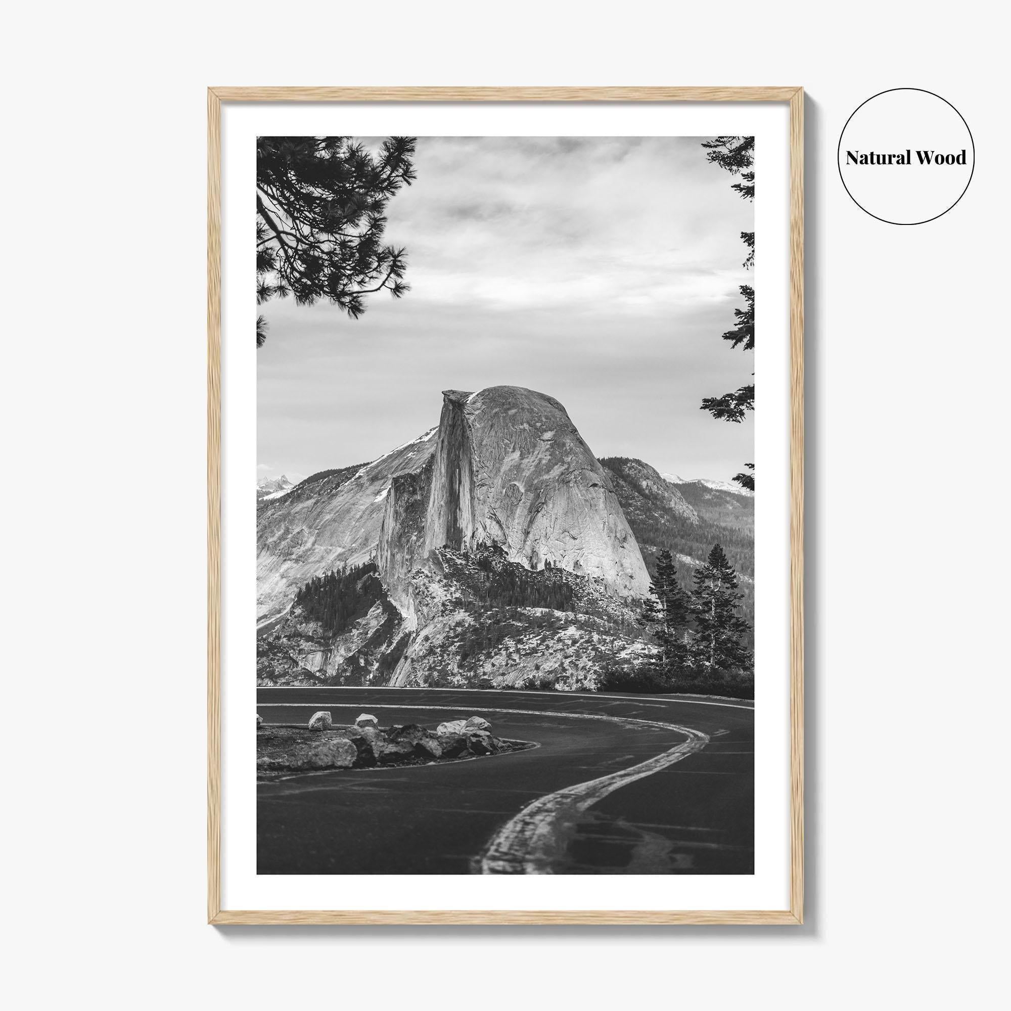 Yosemite National Park Black and White Fine Art Photo Print, Half Dome, California Poster