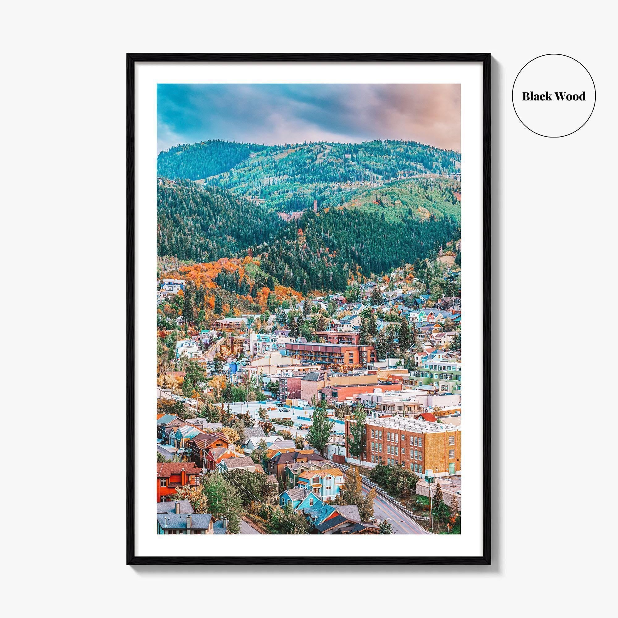 Park City Fine Art Photo Print, Utah USA Downtown Autumn Dusk Wall Decor Poster