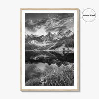 Vorderer Gosausee Black and White Fine Art Photo Print, Austrian Alps Poster