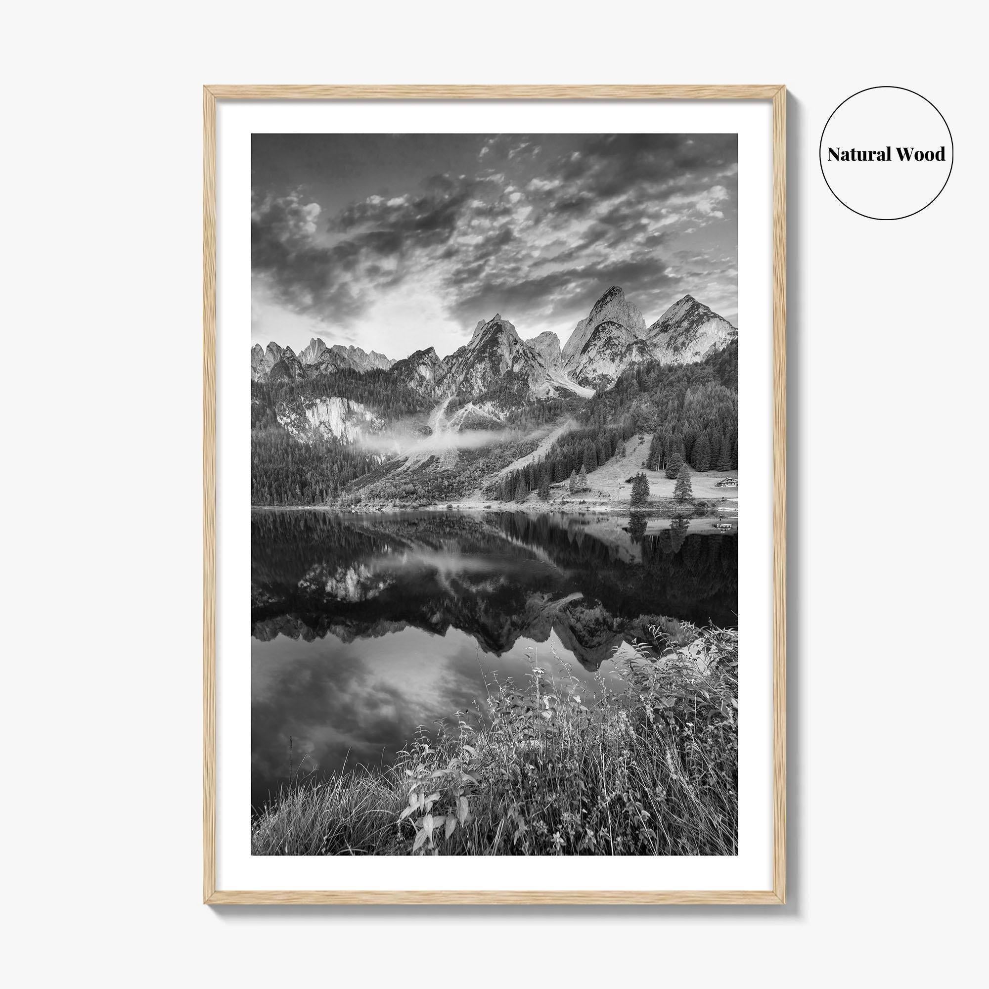 Vorderer Gosausee Black and White Fine Art Photo Print, Austrian Alps Poster