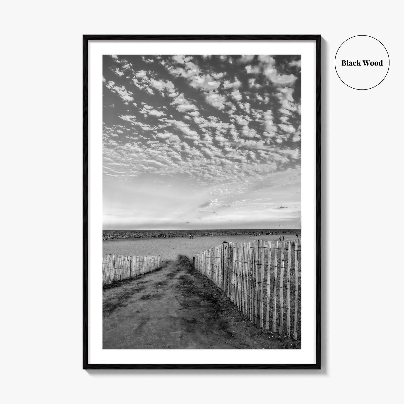 Bethany Beach Black and White Fine Art Photo Print, Delaware Coastal Atlantic Ocean Poster