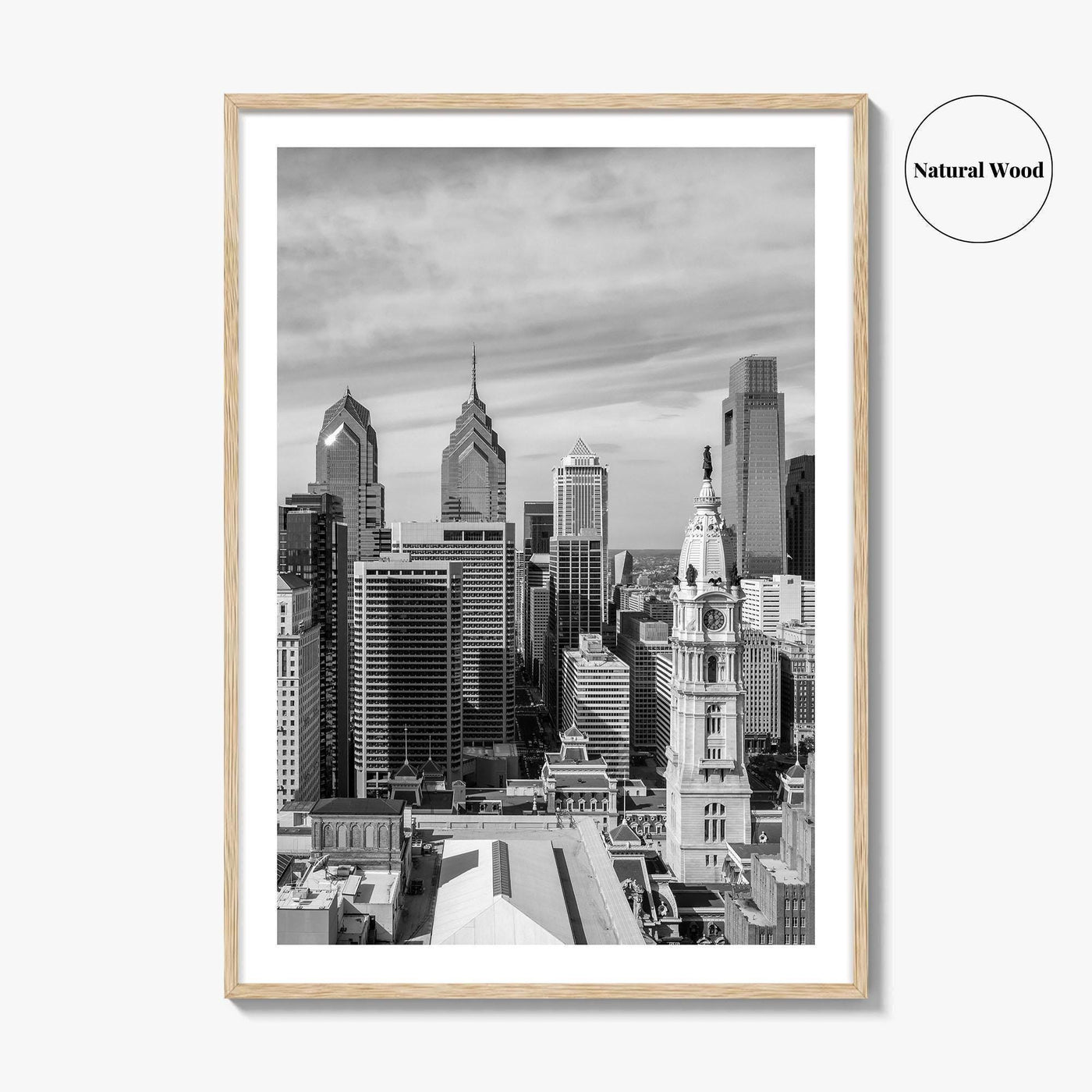 Philadelphia Skyline Black and White Fine Art Photo Print, Downtown Poster, Pennsylvania USA, Philly