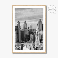Philadelphia Skyline Black and White Fine Art Photo Print, Downtown Poster, Pennsylvania USA, Philly