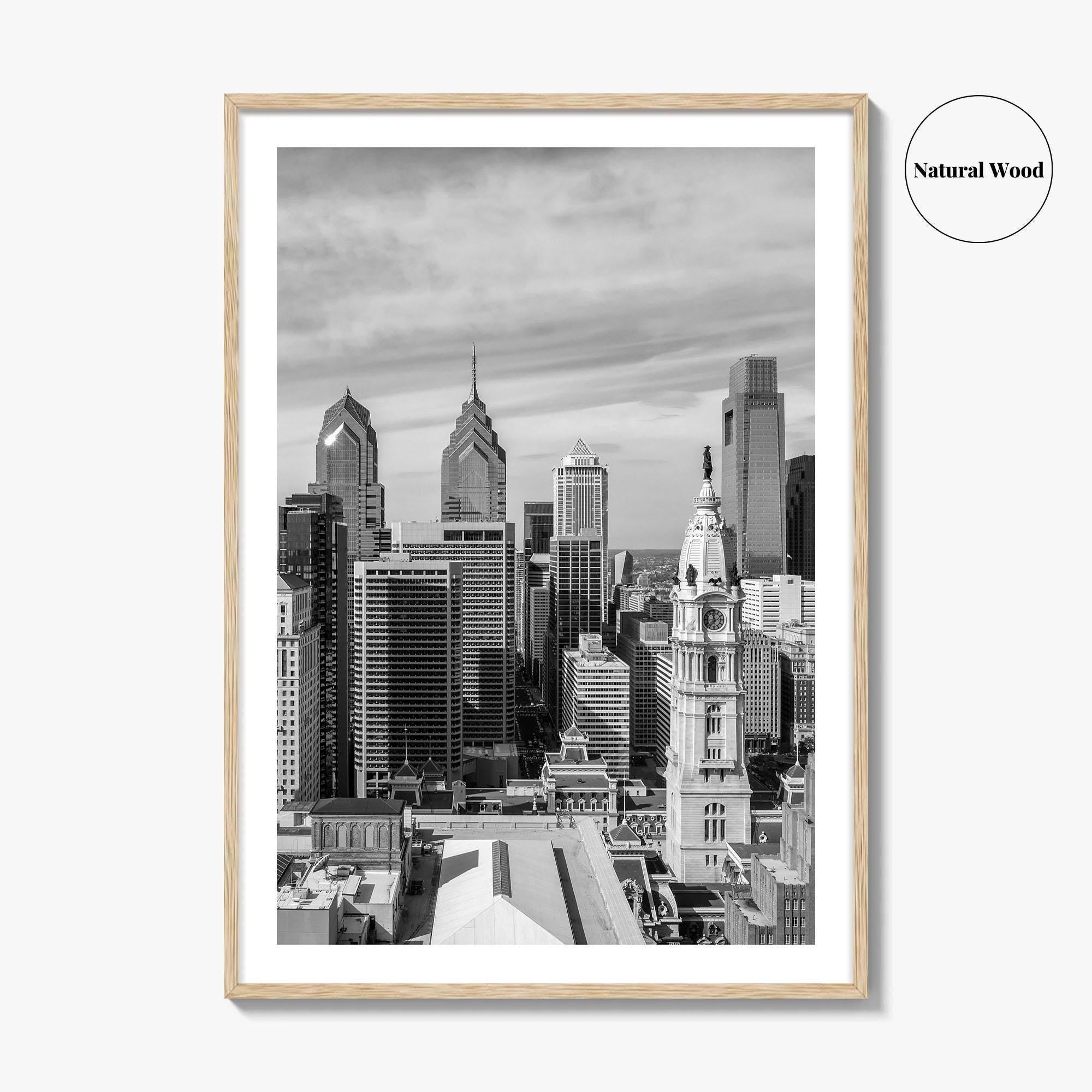 Philadelphia Skyline Black and White Fine Art Photo Print, Downtown Poster, Pennsylvania USA, Philly