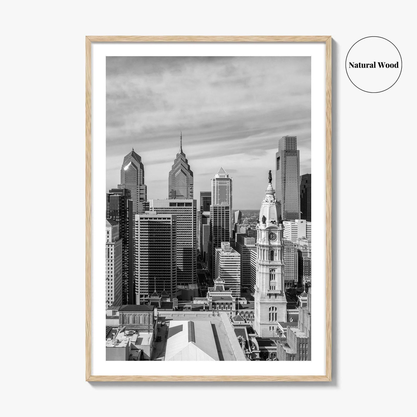 Philadelphia Skyline Black and White Fine Art Photo Print, Downtown Poster, Pennsylvania USA, Philly