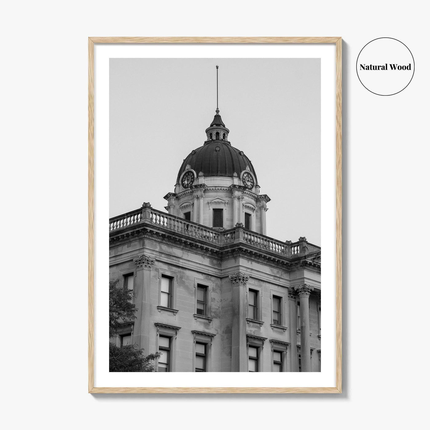 Bloomington Black and White Fine Art Photo Print, Illinois, Wall Decor, McLean County Courthouse