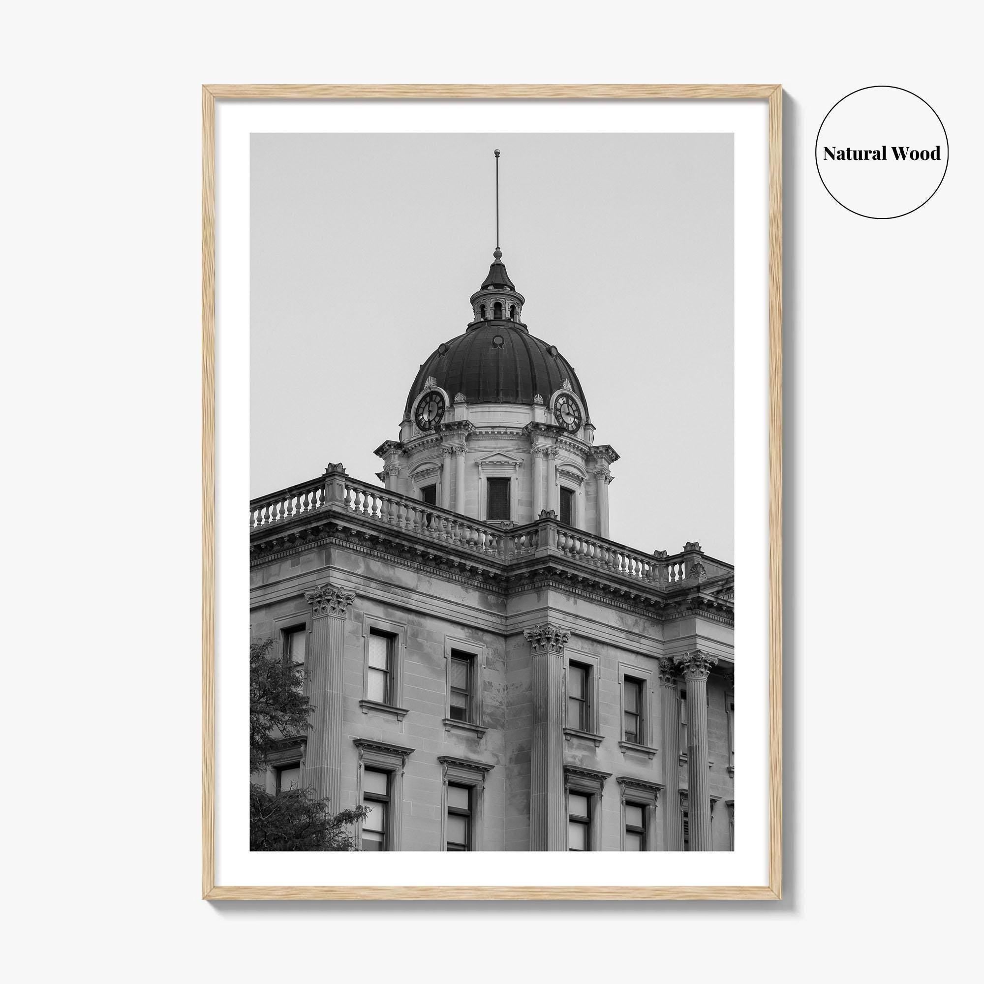 Bloomington Black and White Fine Art Photo Print, Illinois, Wall Decor, McLean County Courthouse