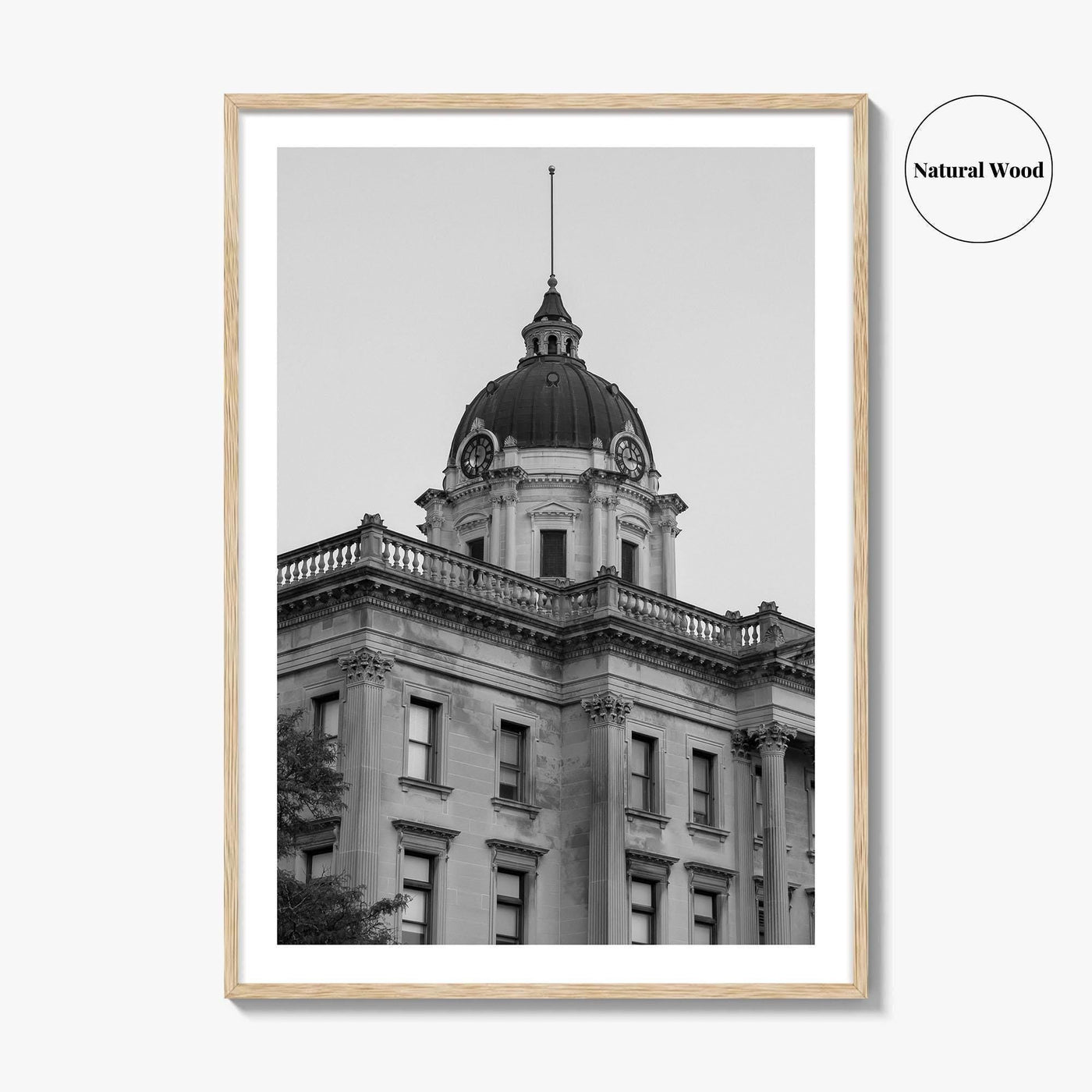 Bloomington Black and White Fine Art Photo Print, Illinois, Wall Decor, McLean County Courthouse