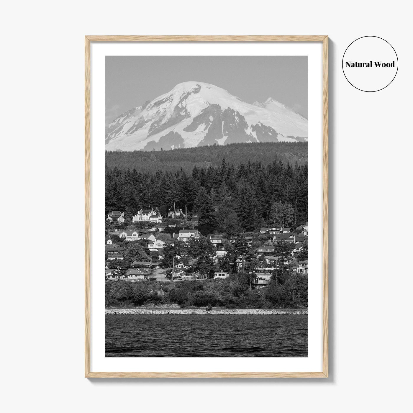 Bellingham Black and White Fine Art Photo Print, Mount Baker Washington Poster