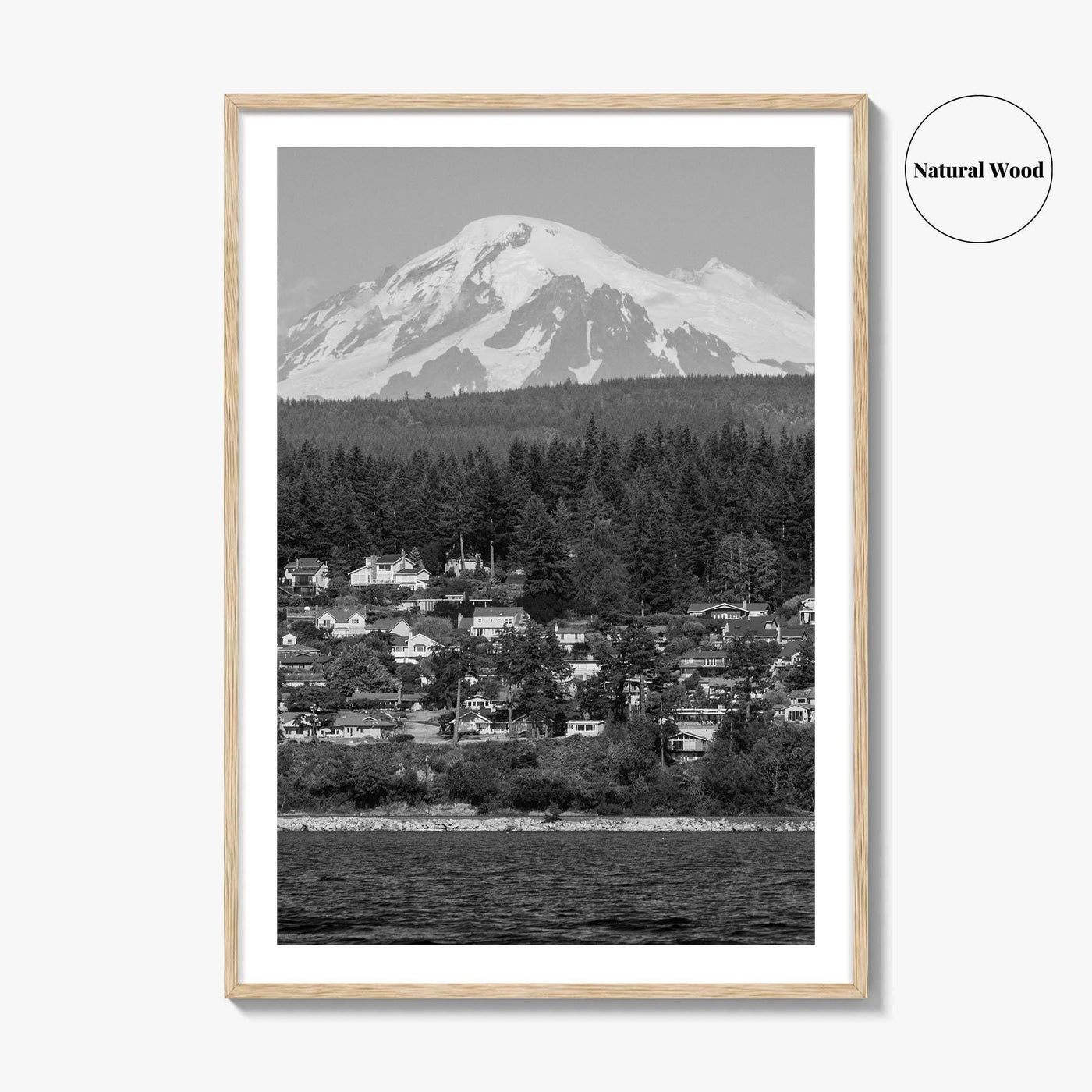 Bellingham Black and White Fine Art Photo Print, Mount Baker Washington Poster