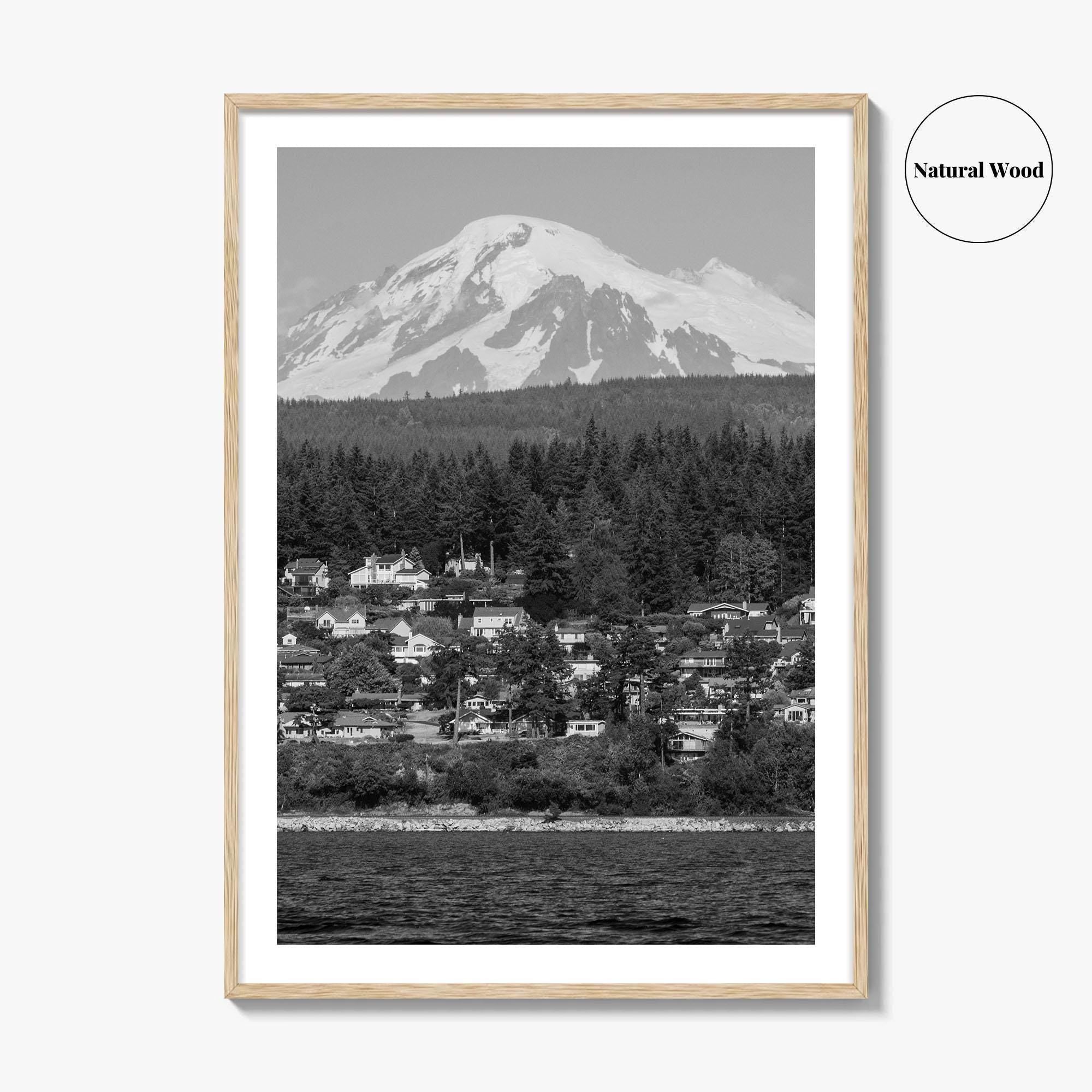 Bellingham Black and White Fine Art Photo Print, Mount Baker Washington Poster