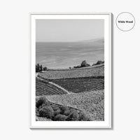 Getaria Black and White Fine Art Photo Print, Basque Country Spain, Vineyard Wall Art